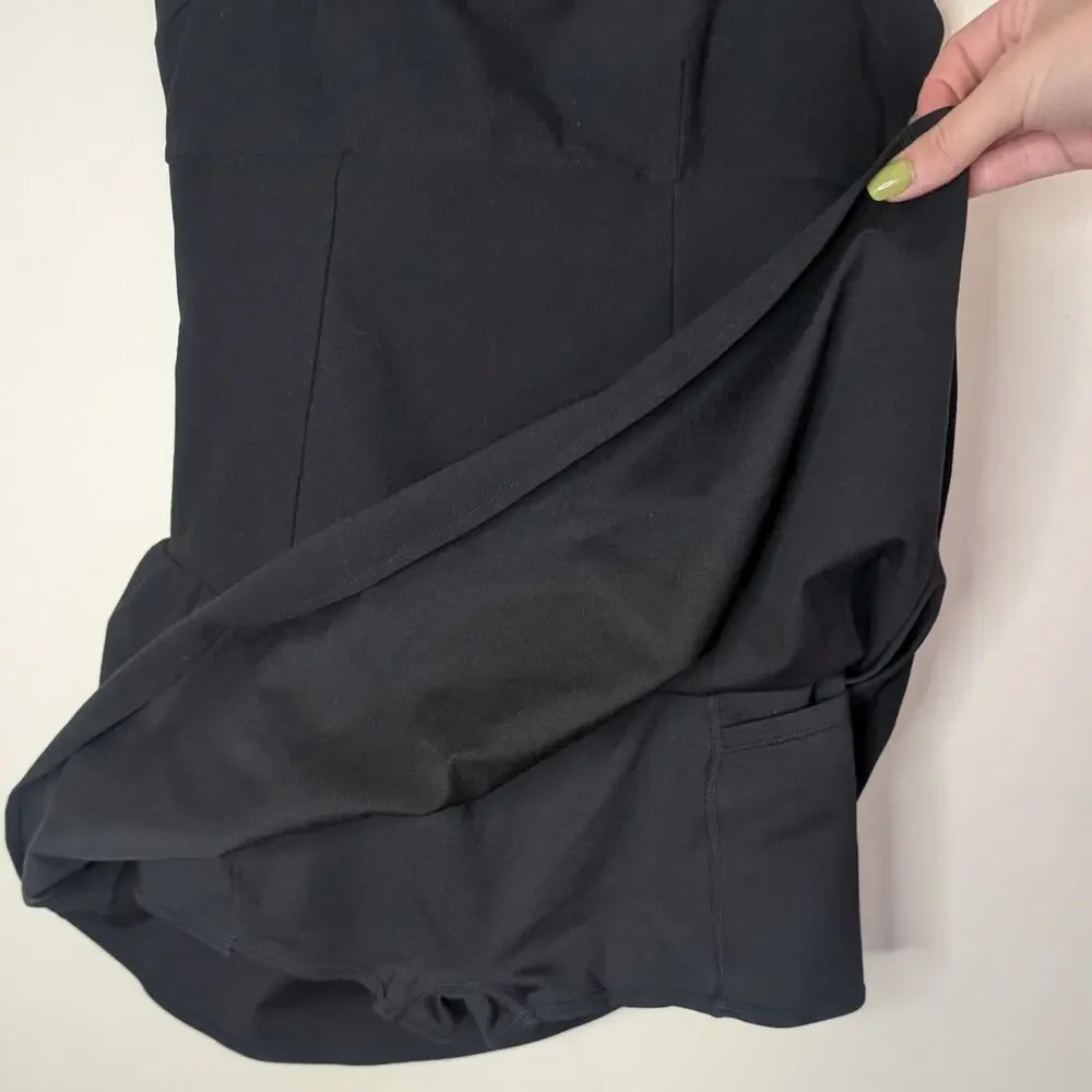 Alo Yoga Alosoft Break Point Tennis Dress in Black, Size Medium